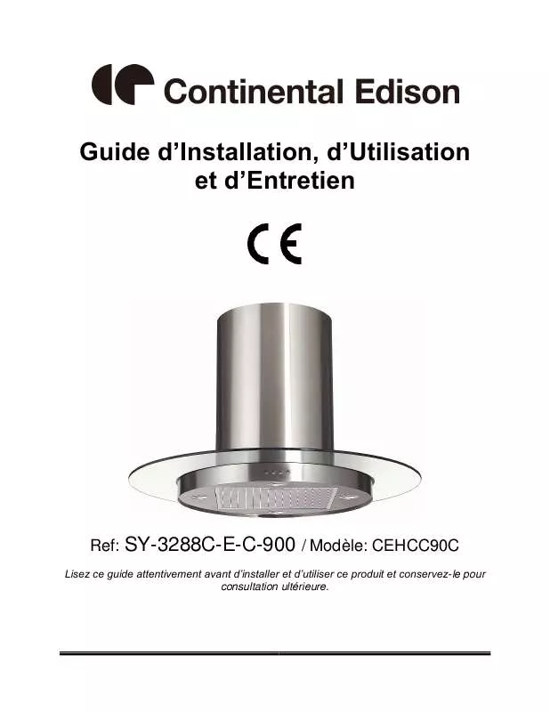 Mode d'emploi CONTINENTAL EDISON CEHCC90C