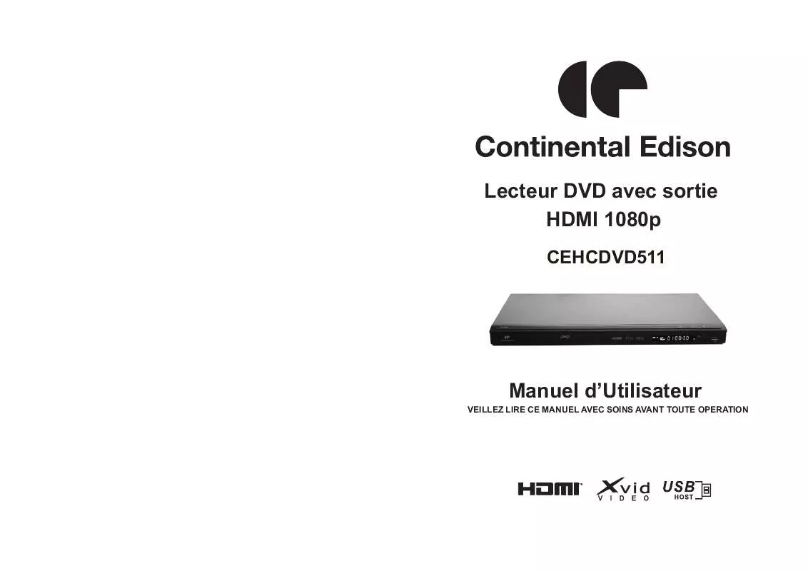 Mode d'emploi CONTINENTAL EDISON CEHCDVD511