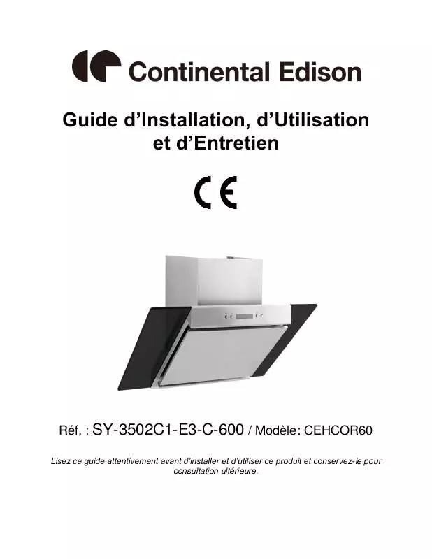 Mode d'emploi CONTINENTAL EDISON CEHCOR60