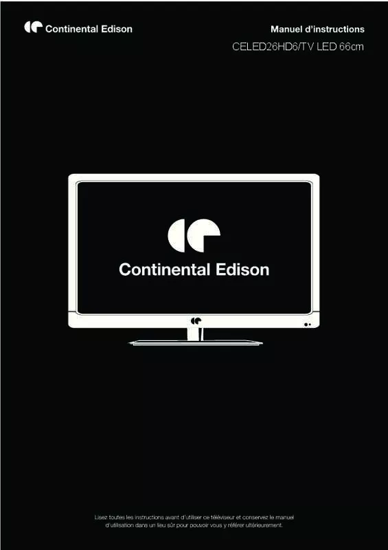 Mode d'emploi CONTINENTAL EDISON CELED26HD6