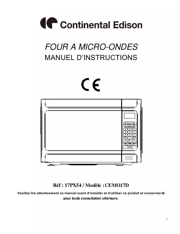 Mode d'emploi CONTINENTAL EDISON CEMO17D