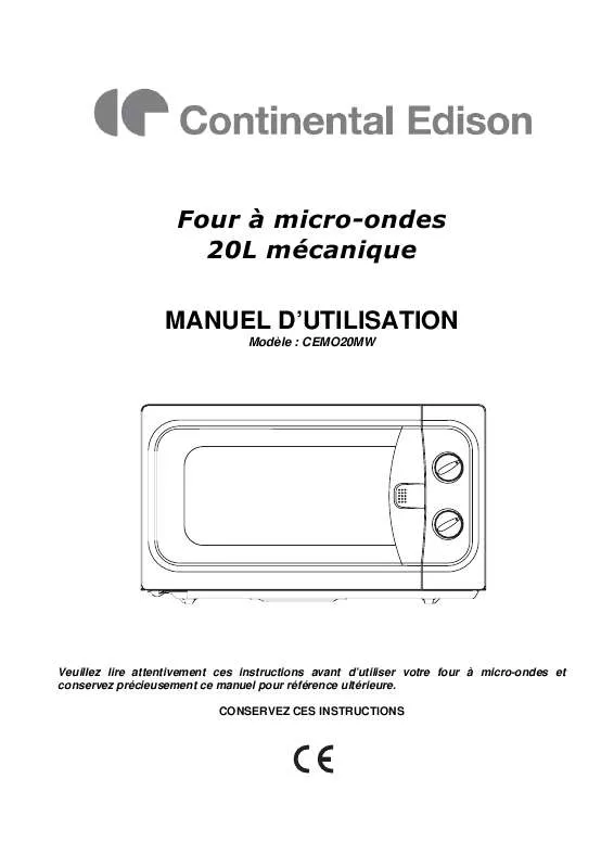 Mode d'emploi CONTINENTAL EDISON CEMO20MW