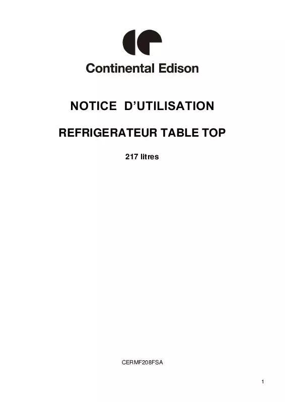 Mode d'emploi CONTINENTAL EDISON CERMF208FSA