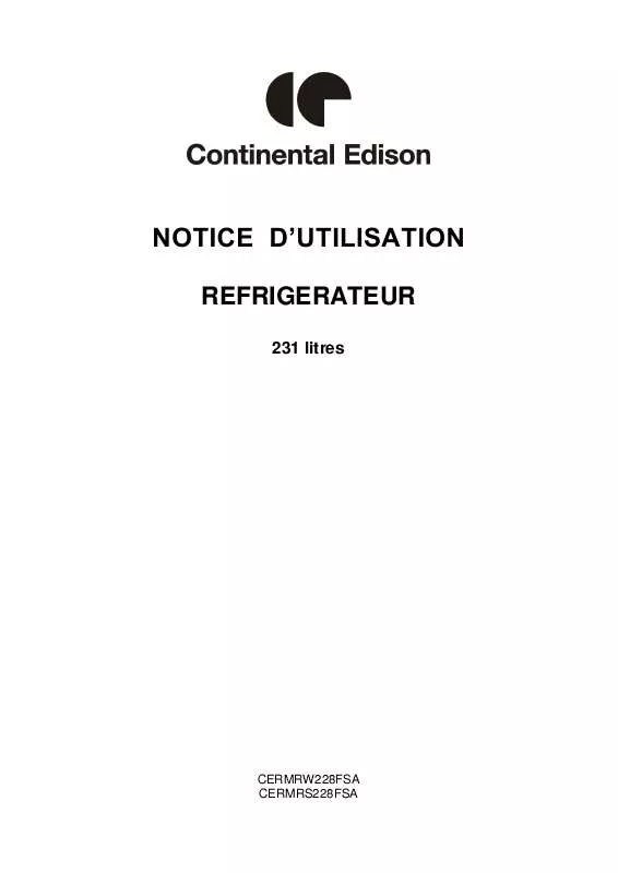 Mode d'emploi CONTINENTAL EDISON CERMRS228FSA