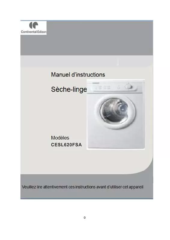 Mode d'emploi CONTINENTAL EDISON CESL620FSA