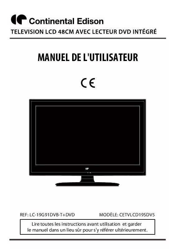 Mode d'emploi CONTINENTAL EDISON CETVLCD19SDV5