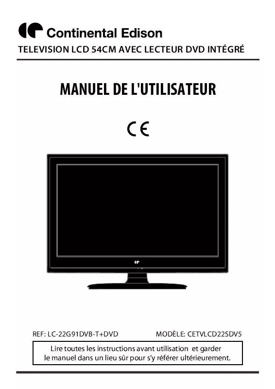 Mode d'emploi CONTINENTAL EDISON CETVLCD22SDV5