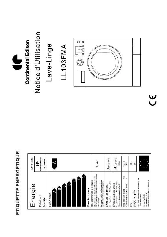Mode d'emploi CONTINENTAL EDISON LL103FMA