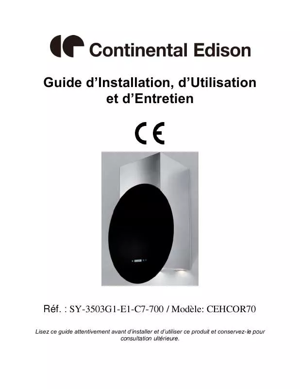 Mode d'emploi CONTINENTAL EDISON SY-3503G1-E1-C7-700