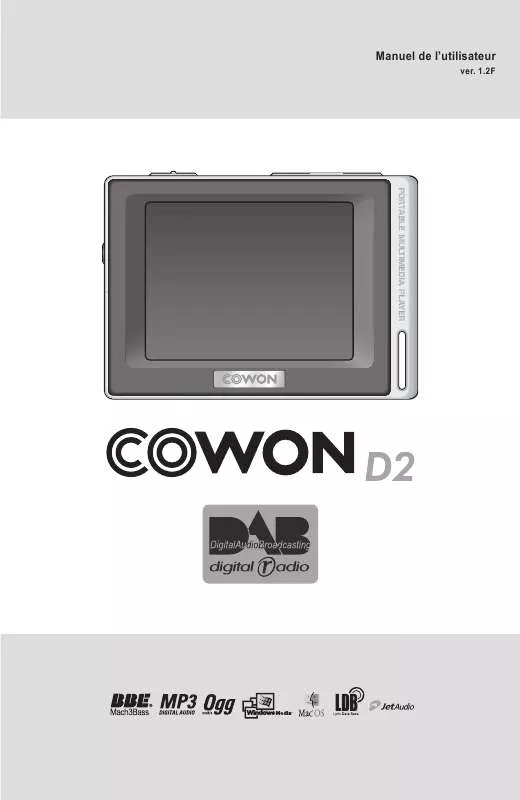 Mode d'emploi COWON D2 DAB