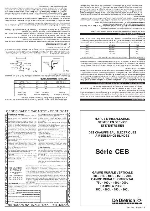 Mode d'emploi DE DIETRICH CEB 100L