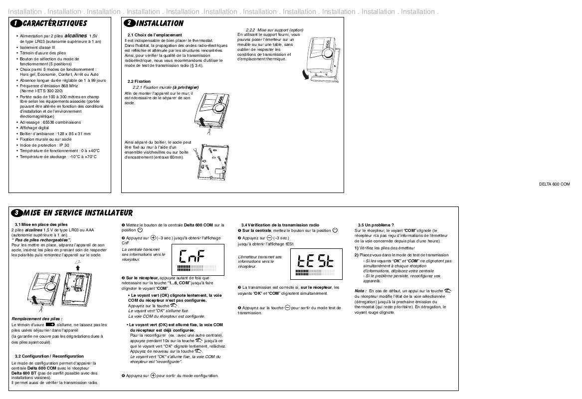 Mode d'emploi DELTA DORE DELTA 600 COM