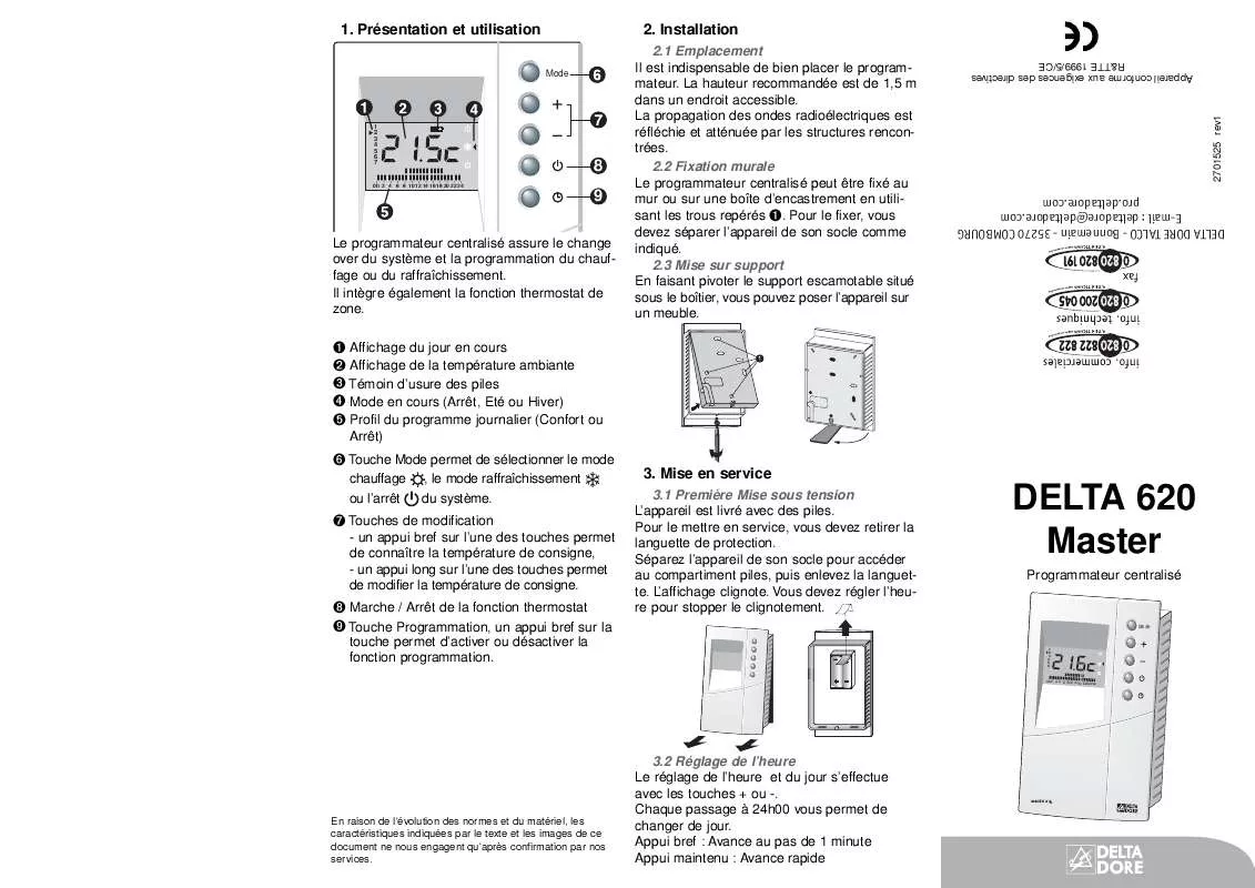 Mode d'emploi DELTA DORE DELTA 620 MASTER