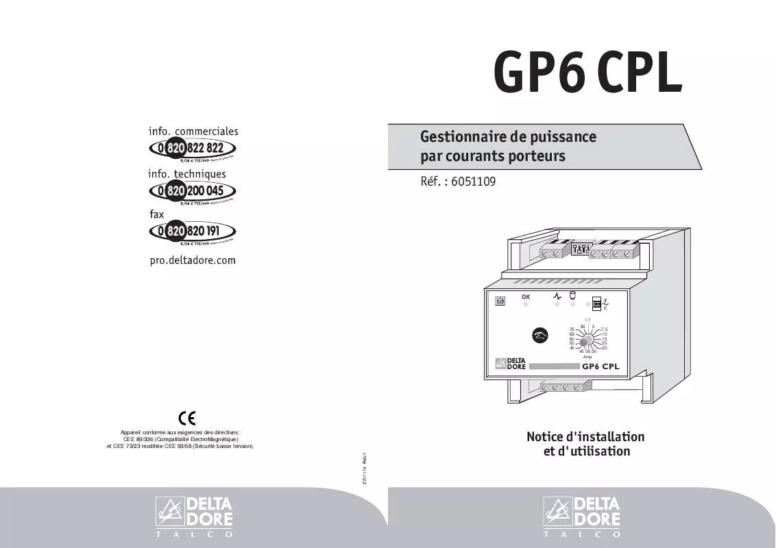 Mode d'emploi DELTA DORE GP6 CPL