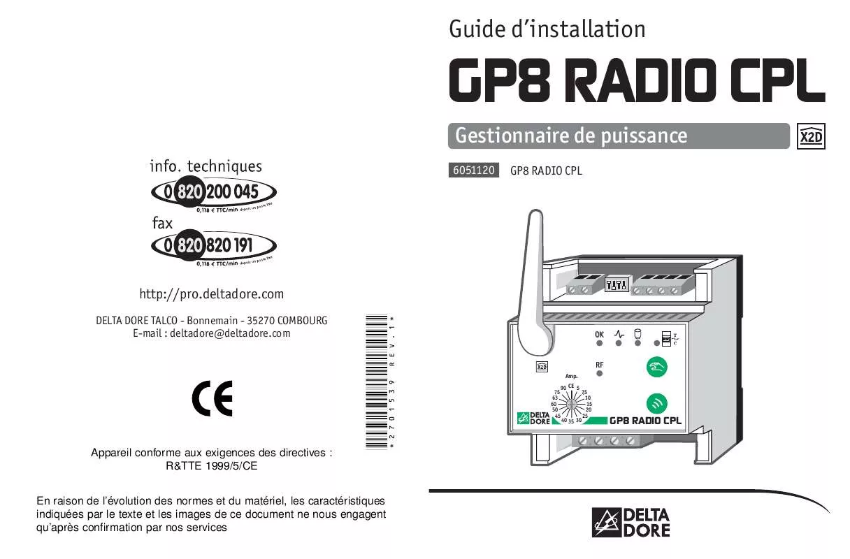 Mode d'emploi DELTA DORE GP8 RADIO CPL