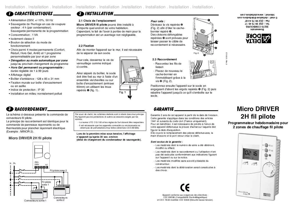 Mode d'emploi DELTA DORE MICRO DRIVER 2H