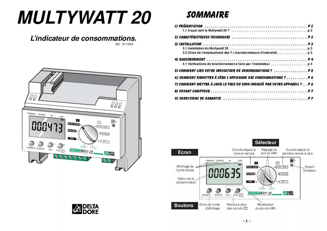 Mode d'emploi DELTA DORE MULTYWATT 20