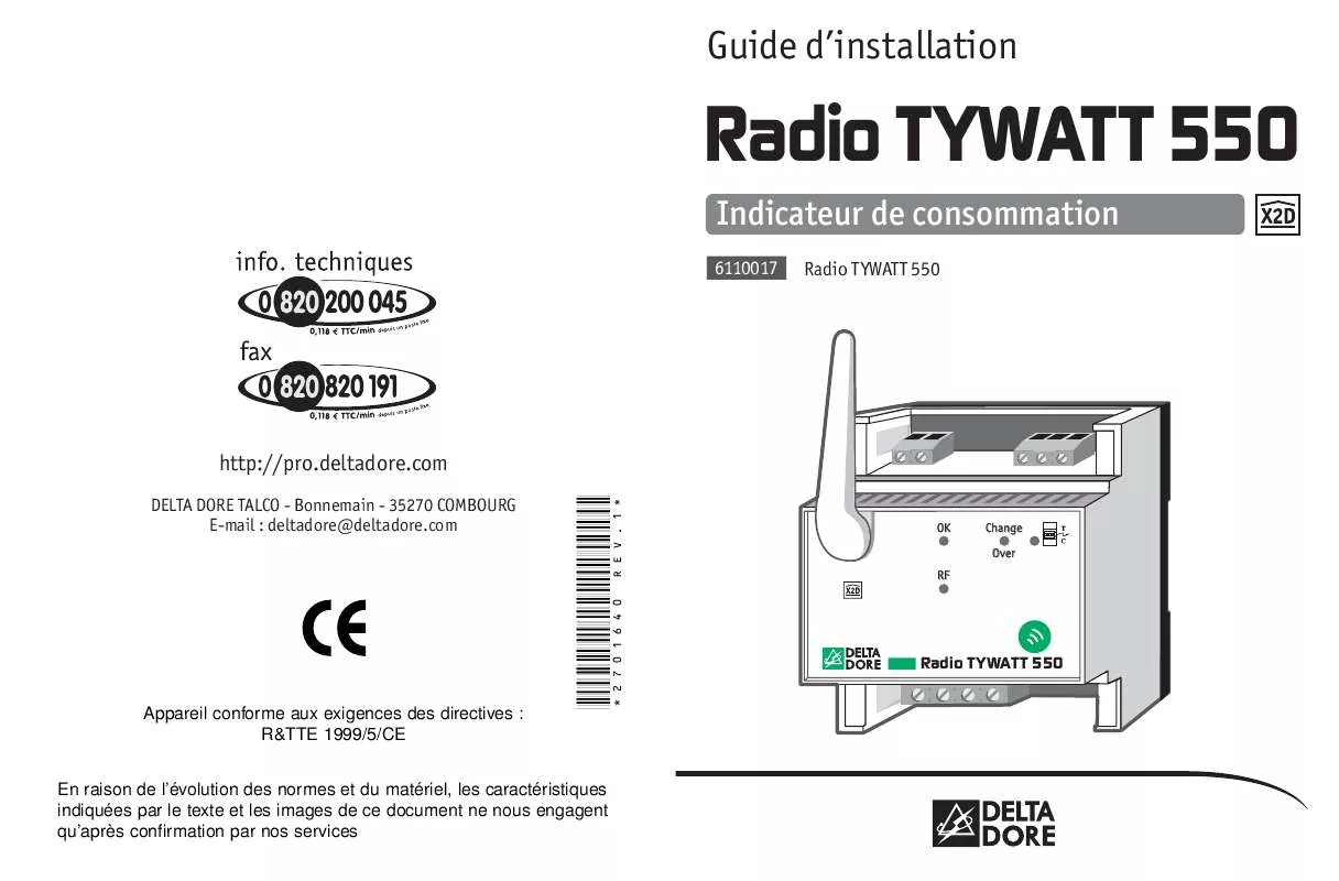 Mode d'emploi DELTA DORE RADIO TYWATT 550