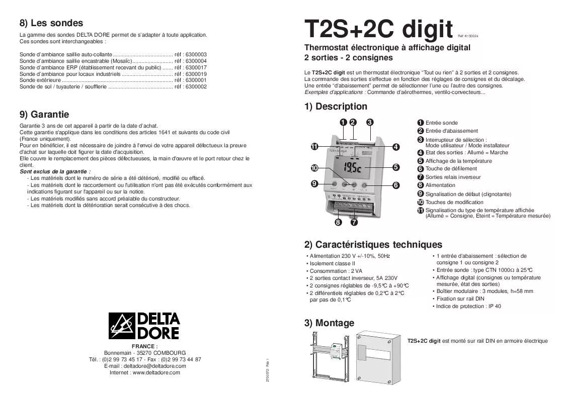 Mode d'emploi DELTA DORE T2S+2C DIGIT