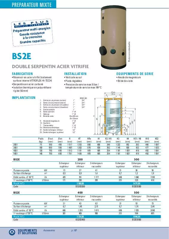 Mode d'emploi DEVILLE BS2E