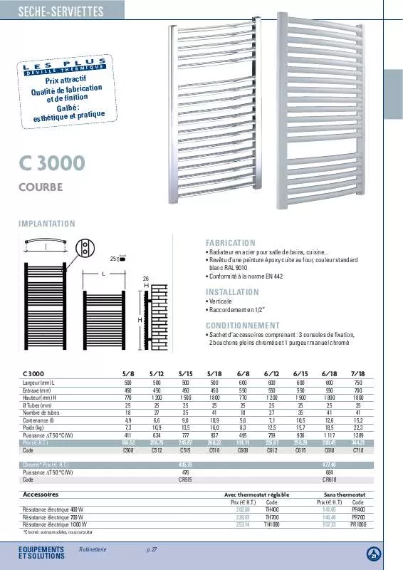 Mode d'emploi DEVILLE C 3000