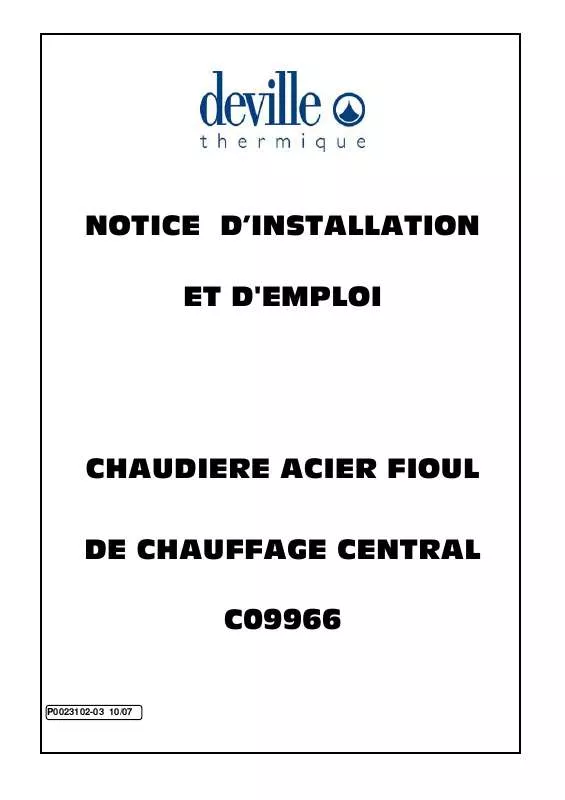 Mode d'emploi DEVILLE CO9966