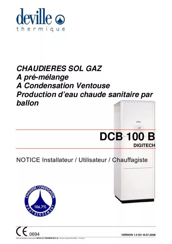 Mode d'emploi DEVILLE DCB 100 B