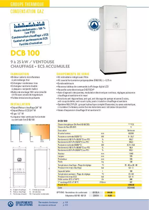 Mode d'emploi DEVILLE DCB 100