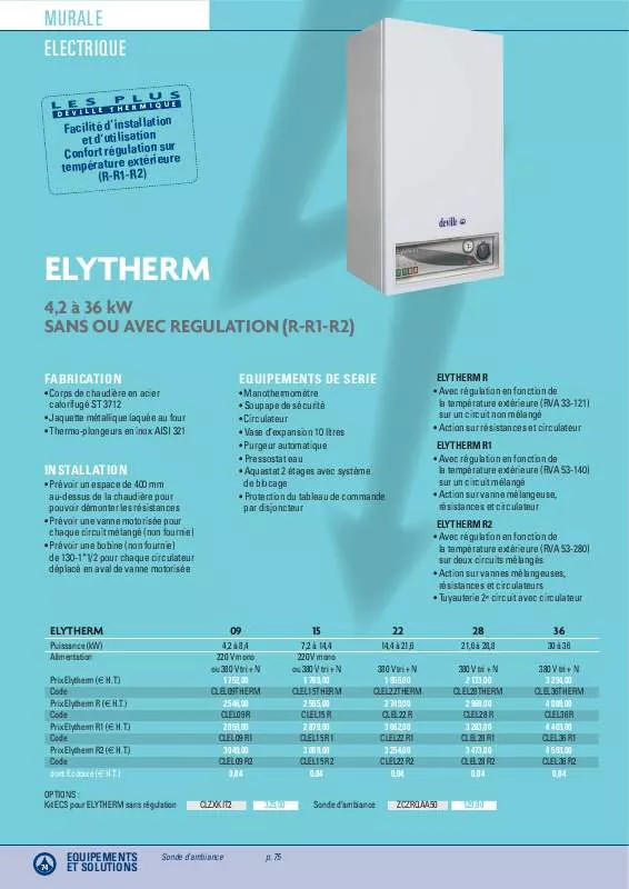 Mode d'emploi DEVILLE ELYTHERM