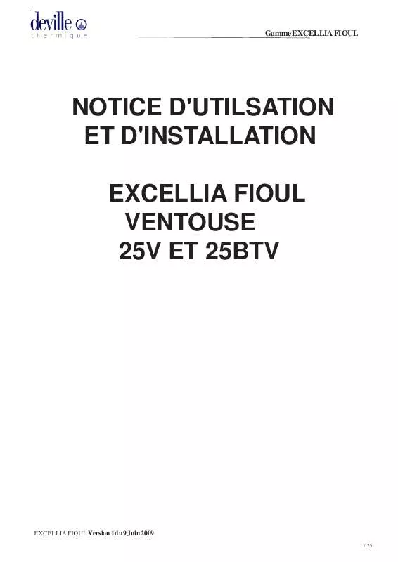 Mode d'emploi DEVILLE EXCELLIA FIOUL 25BTV