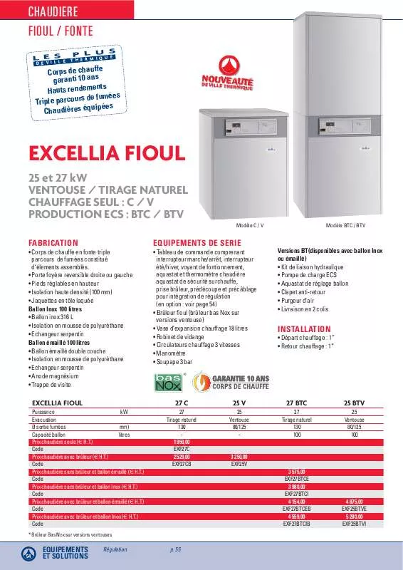 Mode d'emploi DEVILLE EXCELLIA FIOUL