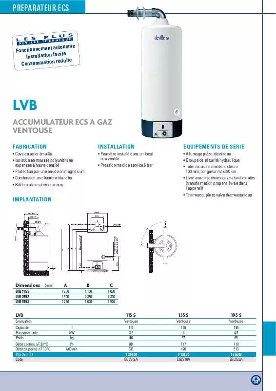 Mode d'emploi DEVILLE LVB