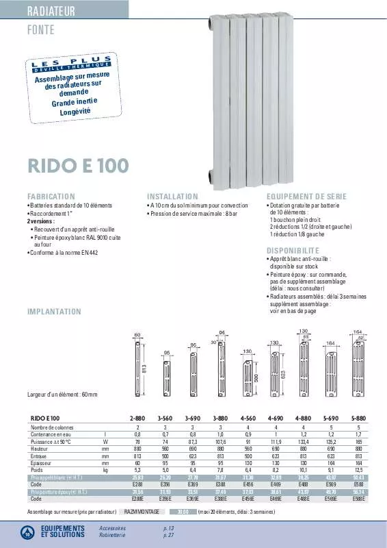 Mode d'emploi DEVILLE RIDO E 100