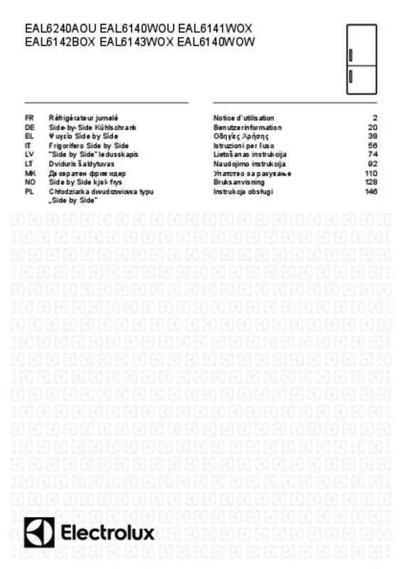 Mode d'emploi ELECTROLUX EAL6140WOU