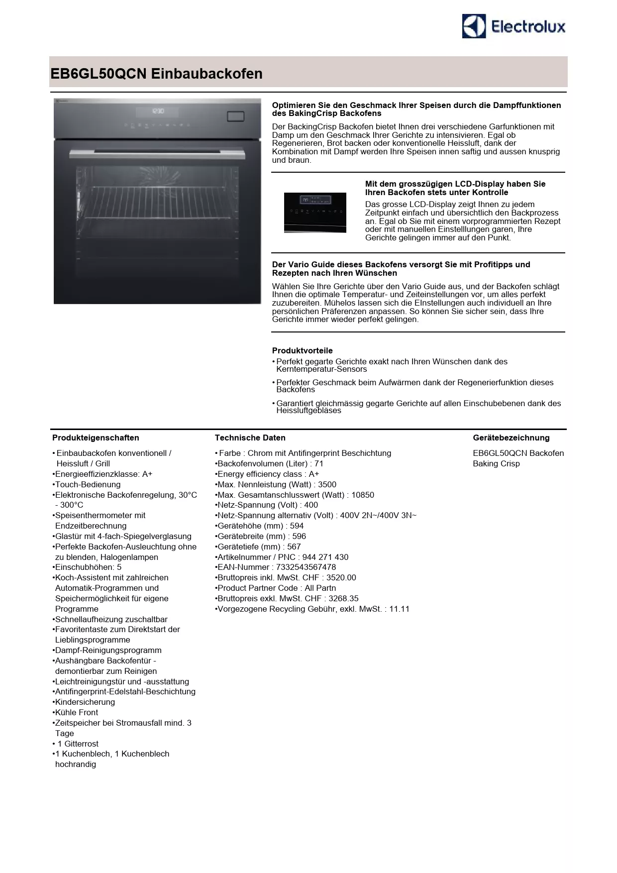 Mode d'emploi ELECTROLUX EB6GL50QCN