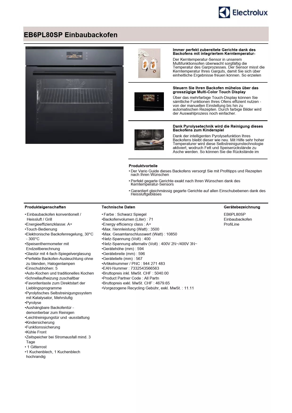 Mode d'emploi ELECTROLUX EB6PL80SP