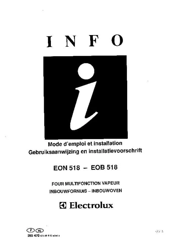 Mode d'emploi ELECTROLUX EOB 518 X