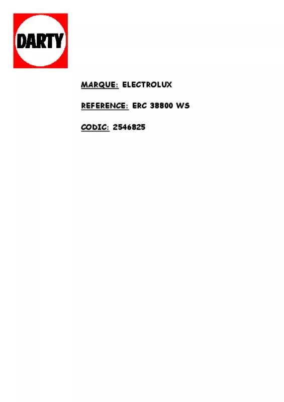 Mode d'emploi ELECTROLUX ERC 38800 WS