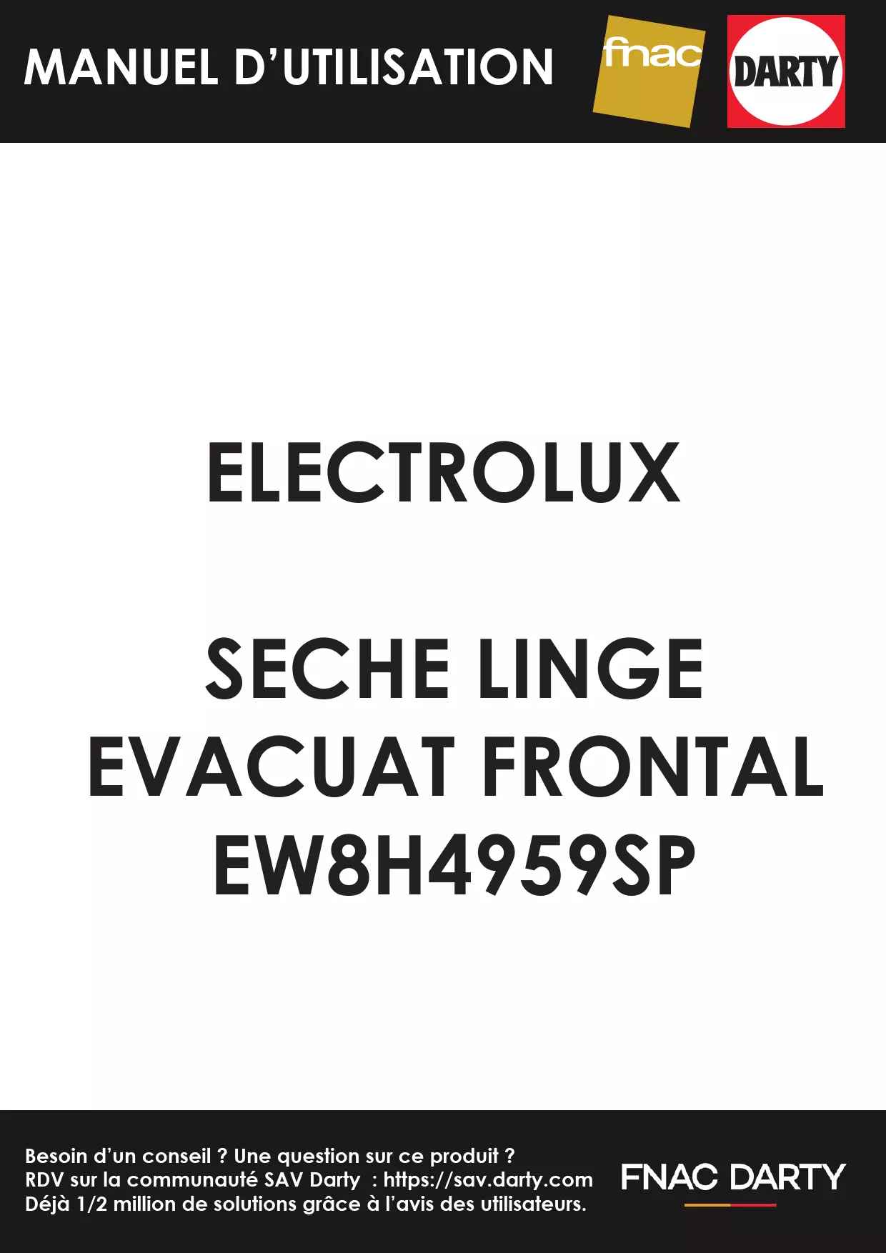 Mode d'emploi ELECTROLUX EW8H4959SP