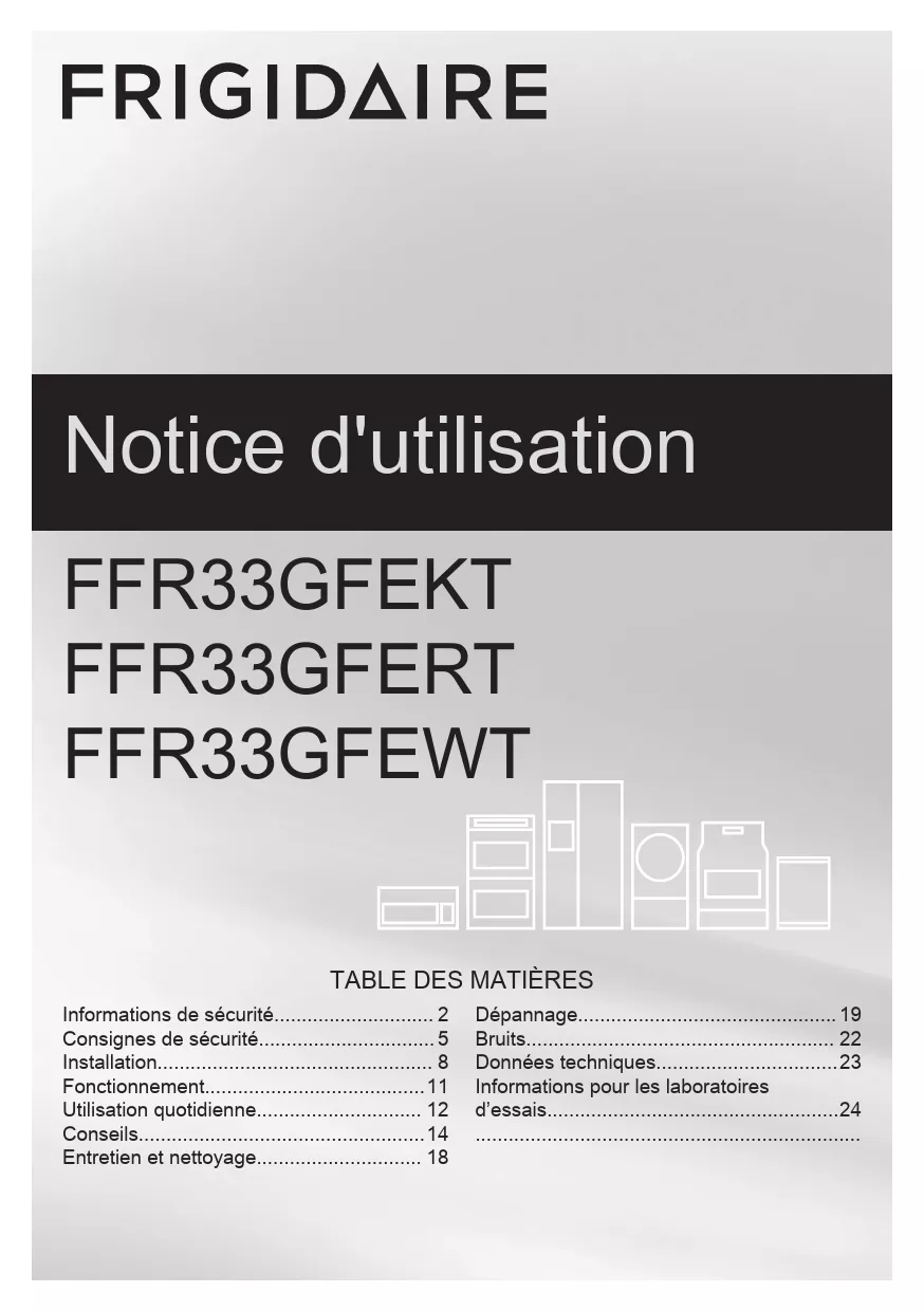 Mode d'emploi ELECTROLUX FFR33GFERT