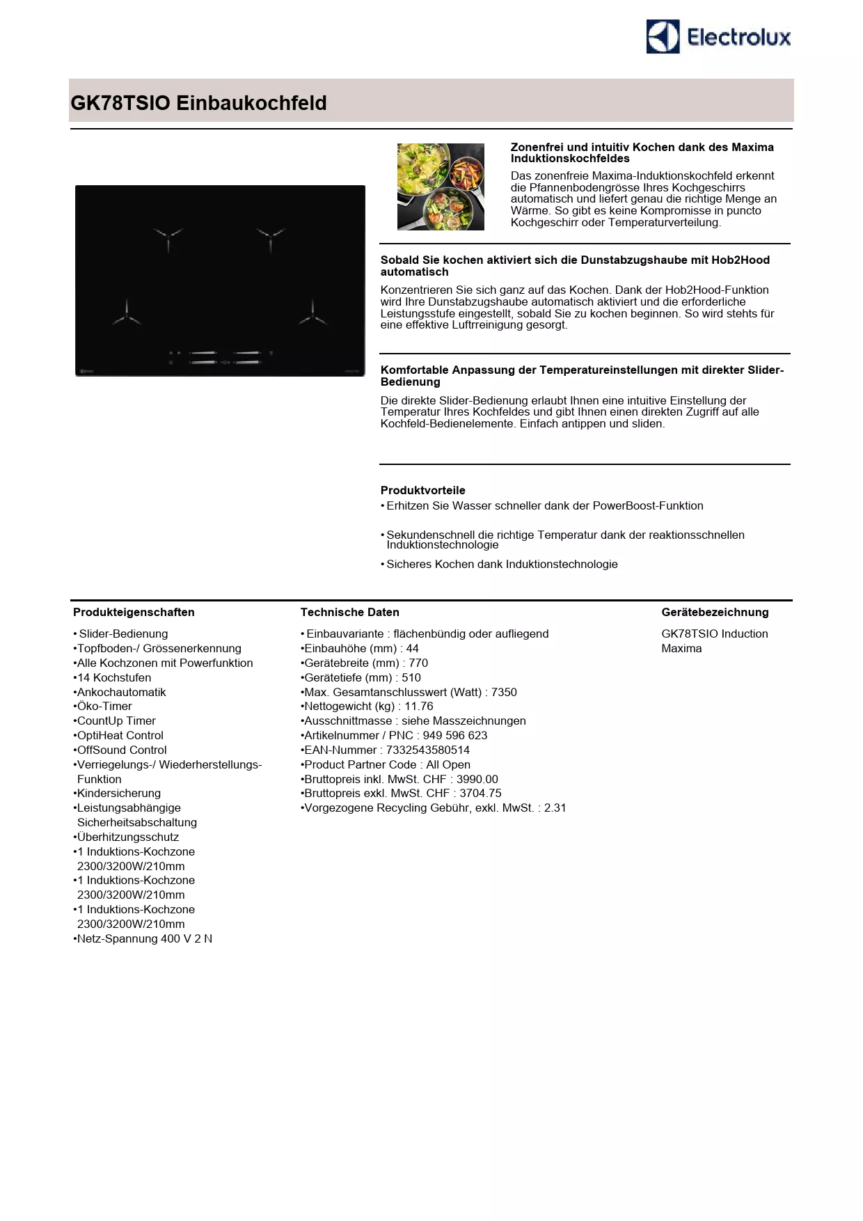 Mode d'emploi ELECTROLUX GK78TSIO