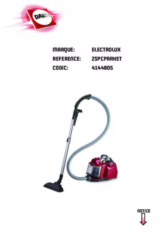 Mode d'emploi ELECTROLUX SILENT PERFORMER CYCLONIC ZSPCPARKET