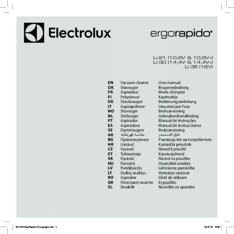 Mode d'emploi ELECTROLUX ZB3212 ERGORAPIDO CYCLO ROUGE PASTEQUE