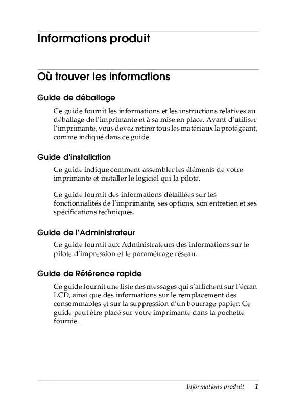 Mode d'emploi EPSON ACULASER C2000