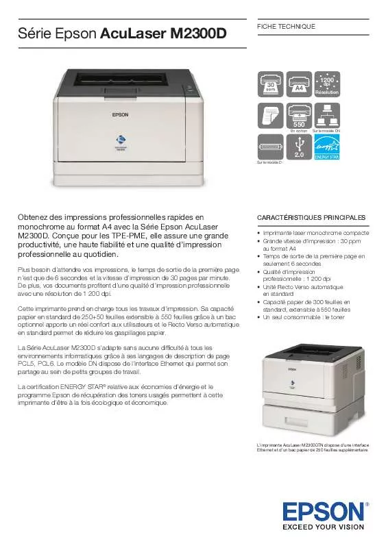 Mode d'emploi EPSON ACULASER M2300D