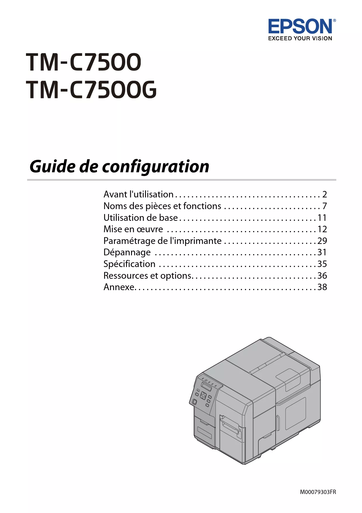 Mode d'emploi EPSON COLORWORKS C7500G