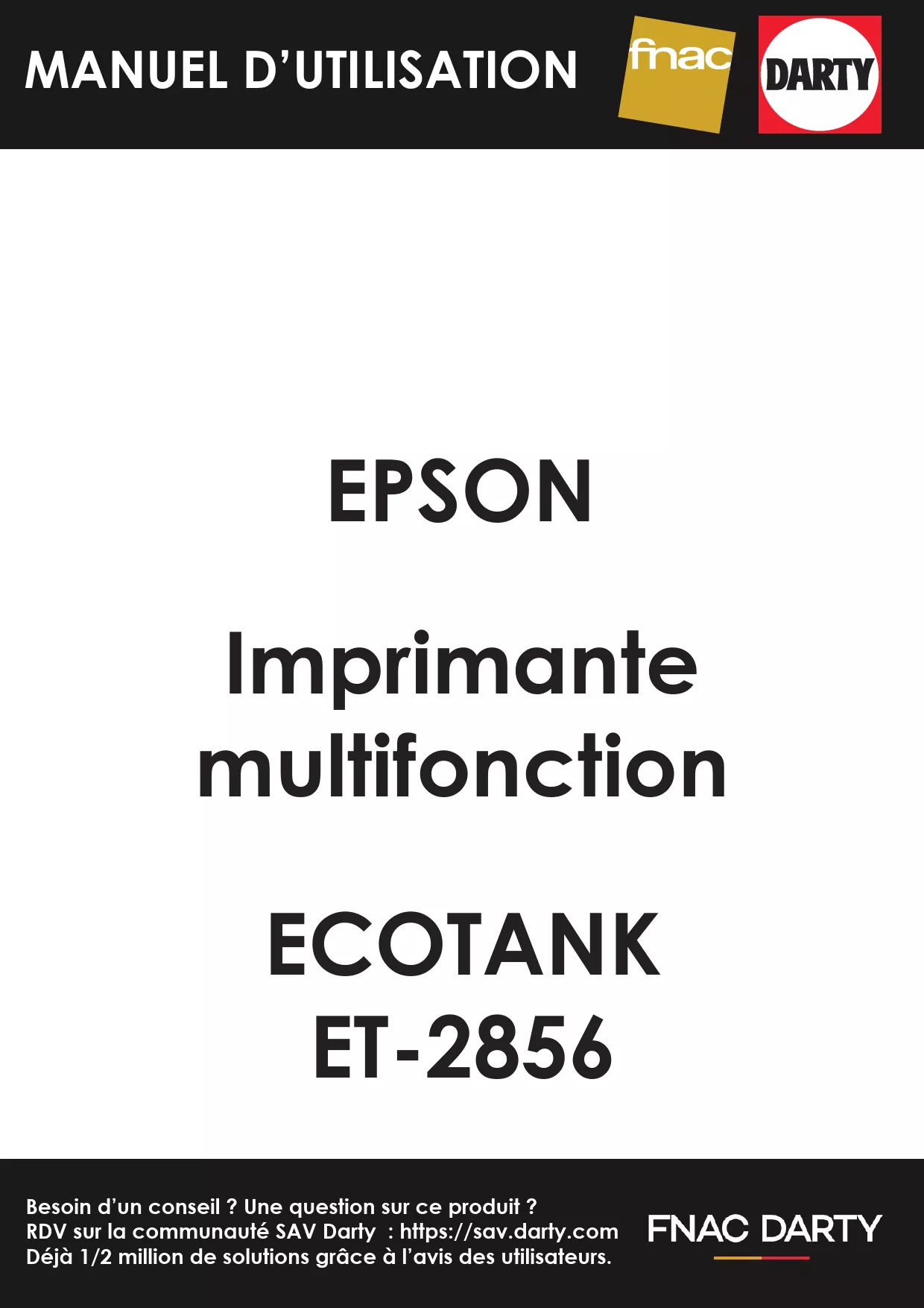 Mode d'emploi EPSON ECOTANK ET-2856