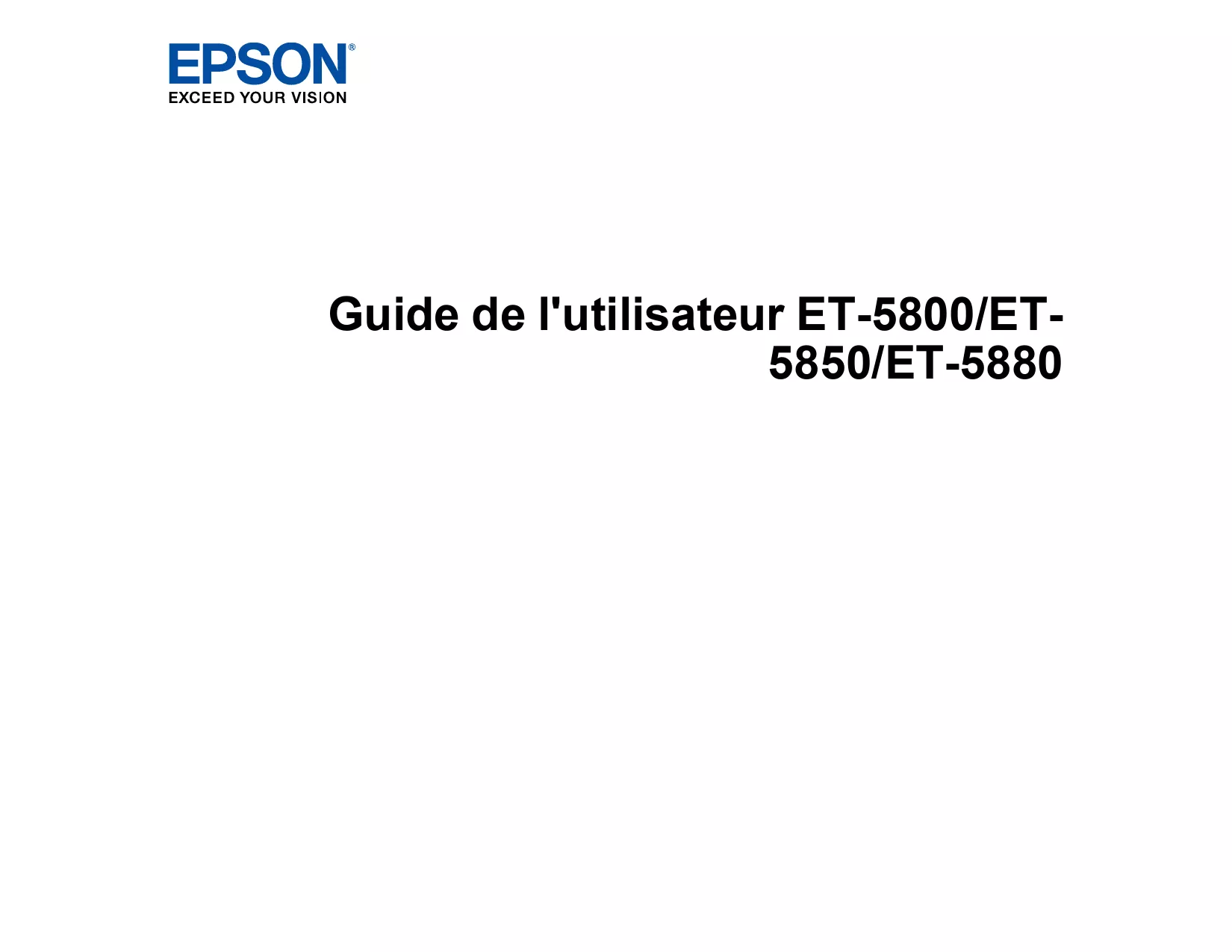 Mode d'emploi EPSON ECOTANK ET-5800