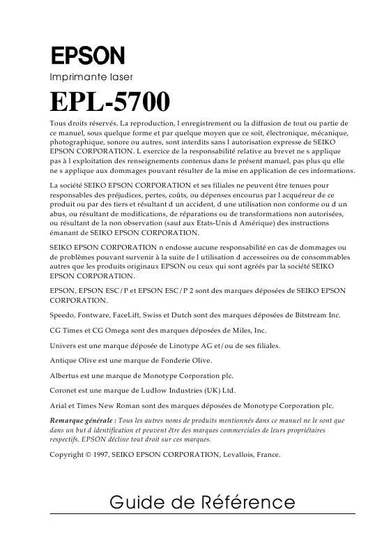 Mode d'emploi EPSON EPL-5700