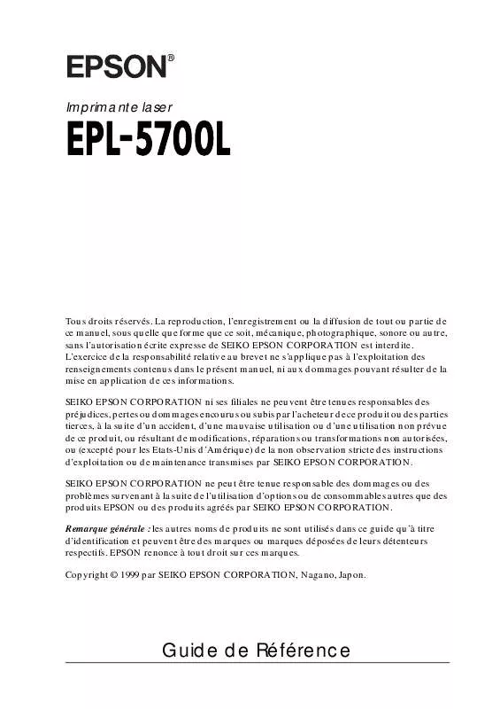 Mode d'emploi EPSON EPL-5700L